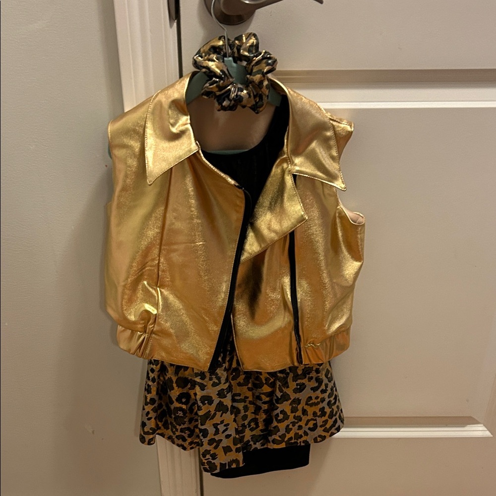 Revolution Gold and Leopard Kids Dance Costume